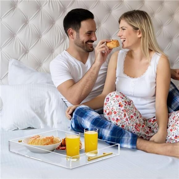 Clear Serving Tray 12x16 Spill Proof Acrylic Organizer Coffee Table Counter top - Picture 3 of 5